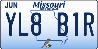 MO license plate YL8B1R