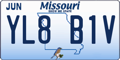 MO license plate YL8B1V
