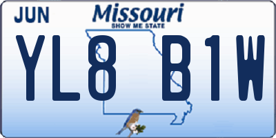 MO license plate YL8B1W