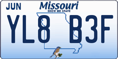 MO license plate YL8B3F