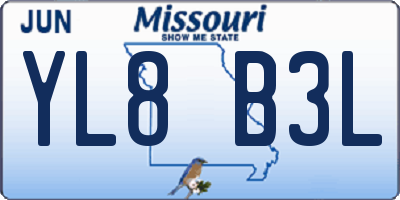 MO license plate YL8B3L