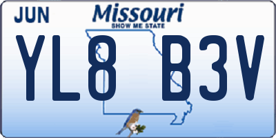 MO license plate YL8B3V