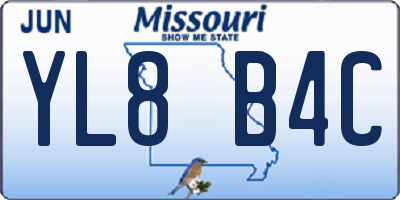 MO license plate YL8B4C