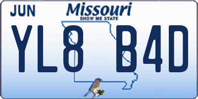 MO license plate YL8B4D