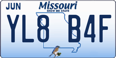 MO license plate YL8B4F