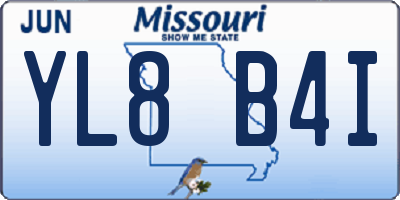 MO license plate YL8B4I