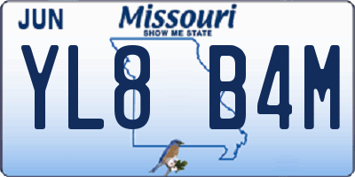 MO license plate YL8B4M