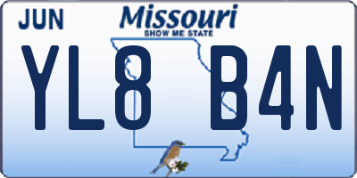 MO license plate YL8B4N