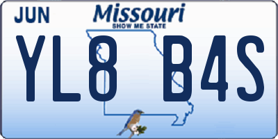 MO license plate YL8B4S