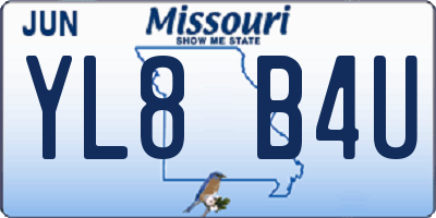MO license plate YL8B4U