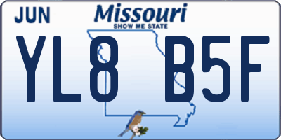 MO license plate YL8B5F