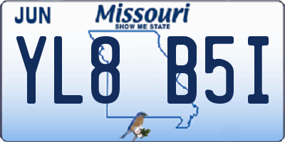 MO license plate YL8B5I