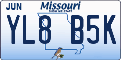 MO license plate YL8B5K