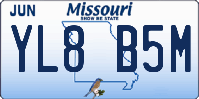 MO license plate YL8B5M