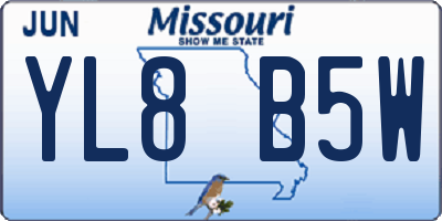 MO license plate YL8B5W