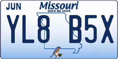 MO license plate YL8B5X