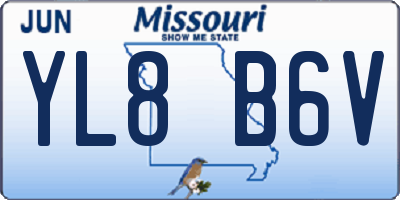MO license plate YL8B6V