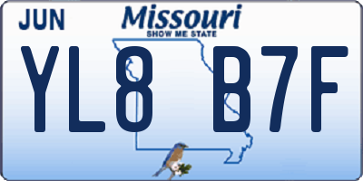 MO license plate YL8B7F