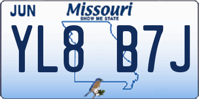 MO license plate YL8B7J