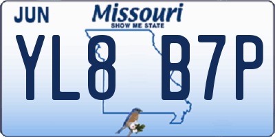 MO license plate YL8B7P