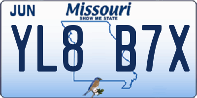 MO license plate YL8B7X