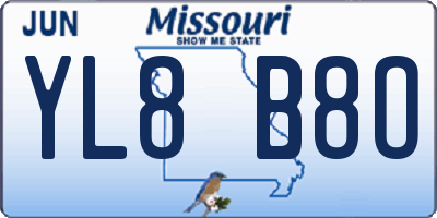 MO license plate YL8B8O