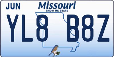 MO license plate YL8B8Z