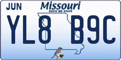 MO license plate YL8B9C