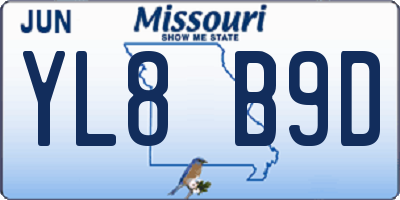 MO license plate YL8B9D