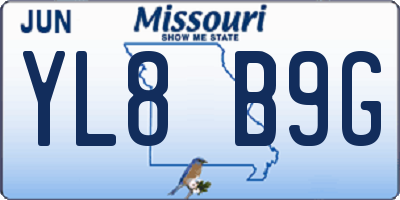MO license plate YL8B9G