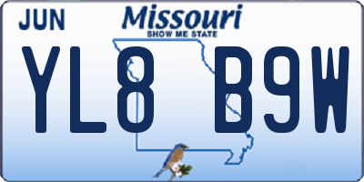 MO license plate YL8B9W