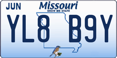 MO license plate YL8B9Y