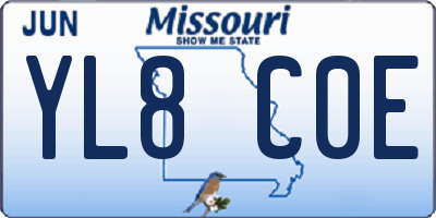 MO license plate YL8C0E