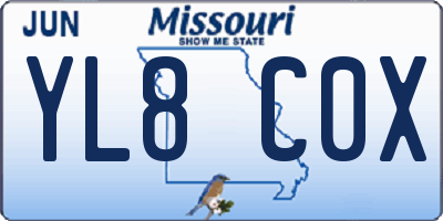 MO license plate YL8C0X