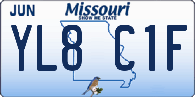 MO license plate YL8C1F