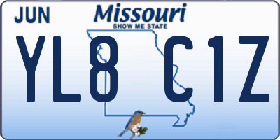 MO license plate YL8C1Z
