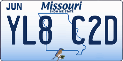 MO license plate YL8C2D