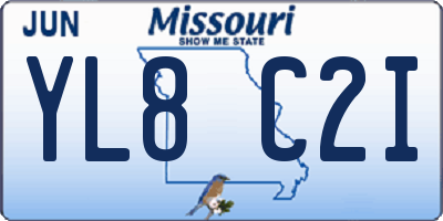 MO license plate YL8C2I