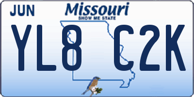 MO license plate YL8C2K