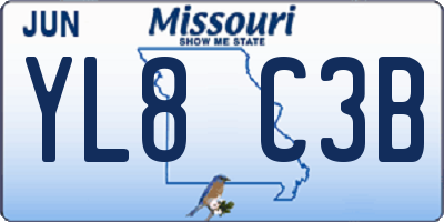 MO license plate YL8C3B
