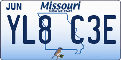 MO license plate YL8C3E