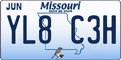 MO license plate YL8C3H