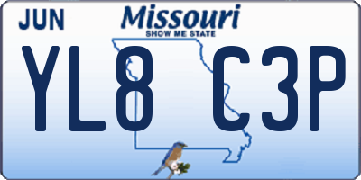 MO license plate YL8C3P