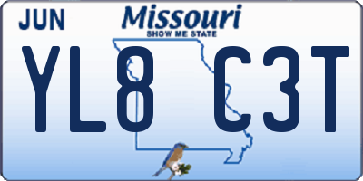 MO license plate YL8C3T