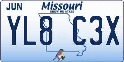 MO license plate YL8C3X