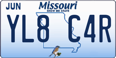 MO license plate YL8C4R
