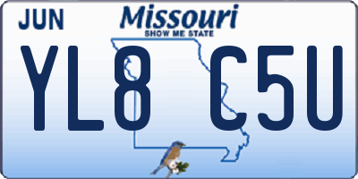 MO license plate YL8C5U
