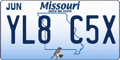 MO license plate YL8C5X