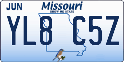 MO license plate YL8C5Z