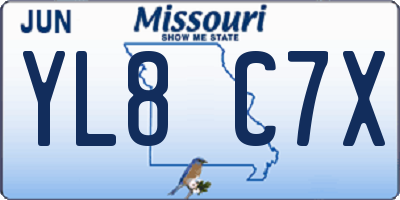 MO license plate YL8C7X